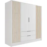 altdecor Kleiderschrank Nelia 200 x 200 x 51 cm Weiß/Artisan