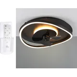 meineWunschleuchte Dimmbare LED Deckenleuchte Schwarz Ø 50cm mit Ventilator Wohnzimmer Schlafzimmer - Schwarz