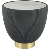 Kayoom Beistelltisch "Jokai 125, praktische Ablagefläche, robust, Eisengestell", grau (grau, gold, weiß), B:47cm H:45cm T:47cm, 100% Eisen, 100% PU, 100% gesinterter Stein, 100% MDF, Tische, Beistelltisch, dekorativ, stilvoll, robust, gesinterte Steinplatte