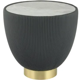 Kayoom Beistelltisch "Jokai 125, praktische Ablagefläche, robust, Eisengestell", grau (grau, gold, weiß), B:47cm H:45cm T:47cm, 100% Eisen, 100% PU, 100% gesinterter Stein, 100% MDF, Tische, Beistelltisch, dekorativ, stilvoll, robust, gesinterte Steinplatte