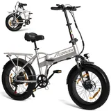 ECORUSH E Bike Klapprad,Elektrofahrrad mit 48V12A Lithium-Akku,E Bike Herren250W Motor & 25km/h,E Bike 20 Zoll Fat Tire, E Mountainbike 7-Gang Getriebe mit Mehrfache Dämpfung,Reichweite Max 90km