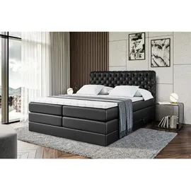 altdecor Boxspringbett mit Matratze, Topper, Polsterbett mit, Bettkasten BOXI8 KING - 180x200 - Schwarz Kunstleder