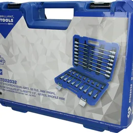 BRILLIANT TOOLS 1/2 Steckschlüssel-Satz 32-tlg. RIBE Profil