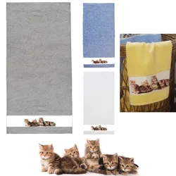 framsohn Frottiertuch Handtuch Duschtuch Gästetuch 'Katzen' (Farbe: Blau / Größe: Duschtuch 75 x 150 cm)