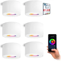 Linovum 6 Stück Smart Aufbauspot SMOL-W flach IP44 in