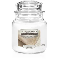 Yankee Candle Home Inspiration Mittelgroße Kerze im Glas White Linen&Lace