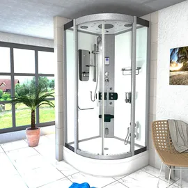 SeniorBad D46-50T0 Komplettdusche mit Schiebetür 90 x 90 cm weiß Sicherheitsglas D46-50T0
