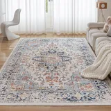 CHOSHOME Waschbarer Teppich Wohnzimmer 120x170CM Teppich Schlafzimmer Vintage Kurzflor Teppich Groß Weiche Teppich für Schlafzimmer rutschfest Teppich Flauschiger Teppich Mehrfarbig