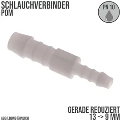 13 x 9 mm POM Schlauch Verbinder Reduktion Stutzen Tülle Kupplung Fitting weiss ...
