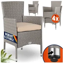 CASARIA Polyrattan Gartenstuhl 59 x 59 x 108 cm beige/weiß 4 St.