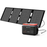 ELECAENTA EM200 Power Station mit 40W Faltbare Solar Ladegerät, 200Wh LiFePO4 Solargenerator Reine Sinuswelle, Mobile Stromversorgung, PD 60W Eingang/Ausgang, für Notstrom/Camping/zu Hause