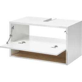 PLACES OF STYLE Waschbeckenunterschrank PLACES OF STYLE "Studio Line, Badschrank in Hochglanz Weiß, Waschtisch", weiß (weiß, eichefarben), B:80cm H:44cm T:46cm, Schränke, Waschbeckenunterschrank, in zwei Farben verfügbar, ausreichend Stauraum