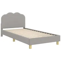 vidaXL Bett Kinderbettgestell mit Kopfteil Hellgrau 90x200 cm Bouclé (1-tlg) grau
