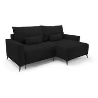 Deine Möbel 24 Wohnlandschaft LOCA L 239 cm breit Ecksofa Sofa Wohnzimmer L-Couch Cord Samt, Beige Creme Grau Hellgrau Anthrazit Schwarz 2 Teile, mit Schlaffunktion Bettfunktion schwarz