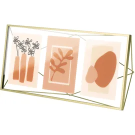 Umbra Prisma Bilderrahmen Collage 13 x 18 cm - Wand und Tisch Multi-Fotorahmen für 3 Bilder, Fotos, Kunstdrucke, Illustrationen und Mehr, Metall, Messing