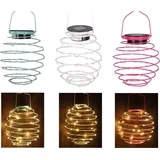 Buri led Solar-Spirallaterne 12cm Lampion Spirale Solarlampe Hängelaterne Gartendeko, Farbe:rot