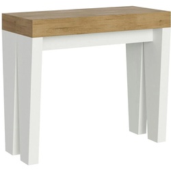 Ausziehbare Konsole 90x40/300 cm, Platte aus Spimbo Mix Nature Oak – Struktur aus weißer Esche