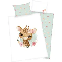 Herding Kinderbettwäsche Kinder-Wendebettwäsche "Giraffe", Renforcé, Blumen grün