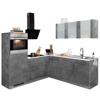 wiho Küchen Winkelküche »Cali«, mit E-Geräten, Stellbreite 210 x 220 cm grau