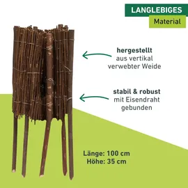 WINDHAGER Beeteinfassung Weide 100 x 20/35 cm beige