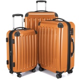 HAUPTSTADTKOFFER Alex - 3er Kofferset, TSA, Trolley-Set, Rollkoffer, Reisekoffer, (S, M & L), Orange