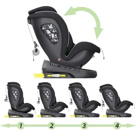 XOMAX 946i Kindersitz drehbar 360° mit ISOFIX, Liegefunktion I mitwachsend I 0-36 kg, 0-12 Jahre, Gruppe 0/1/2/3 I 5-Punkt-Gurt und 3-Punkt-Gurt I Bezug abnehmbar, waschbar I ECE R129