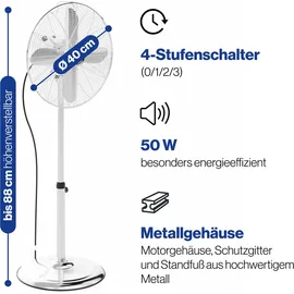 ProfiCare PC-VL3064MS 40 cm Standventilator Silber/Weiß