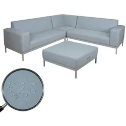 Mendler Ecksofa HWC-C47, Sofa Loungesofa Couch, Stoff/Textil Indoor wasserabweisend ~ blau ohne Ablage