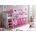 90 x 200 cm inkl. Vorhang Kiefer massiv weiß horse-pink