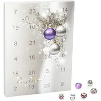 VALIOSA Mode-Schmuck Adventskalender mit Halskette, Armband + 22 individuelle Perlen-Anhänger aus Glas & Metall, das besondere Geschenk für Mädc... - Weiß