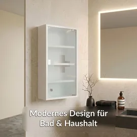 Karat Medizinschrank Allen Abschließbarer Arzneischrank mit Glastür Weiß 60 x 30 cm 4 Fächer