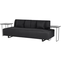 Sofa SOKNA Stoff Schwarz mit Tischen 3-Sitzer