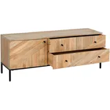 Mendler TV-Rack HWC-L95, TV-Board Fernsehtisch Lowboard TV-Schrank Kommode, Massiv-Holz Mango 56x145x43cm natur