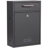 Wiltec Briefkasten anthrazit V52 Postkasten mit Namensschildfenster und 2 Schlüsseln als Wandbriefkasten oder Standbriefkasten