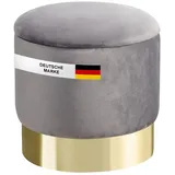 Albatros International Albatros Hocker mit Stauraum Nizza Sitzhocker mit Stauraum, Modernes Design, Edler Samt-Bezug Sitztruhe Sitzbank mit Stauraum optimal als Fußhocker Hocker Schminktisch, Grau