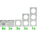 ChiliTec DELPHI Starter-Kit, 16-teilig "PRO",weiß 8x Steckdose, 2x Schalter, Klemmanschluß