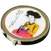 Antique Alive Kompakter Spiegel Schminkspiegel Taschenspiegel mit doppeltem runder Vergrößerungsspiegel aus Perlmutt für Kosmetik, Spiegel für Handtasche oder Handtasche (Koreanische Schönheit)