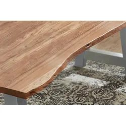 SAM® Esstisch Baumkante massiv Akazie Natur 120 x 80 A-Gestell silber ATHEN