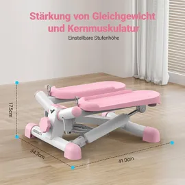 Merach & Mini Stepper 2-in-1 mit LCD-Display – Widerstandsseilen bis 150 kg, Heimtrainer für Beine, Po & Arme, rosa