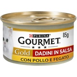 Purina Gourmet Gold Würfel aus Sauce Feuchtigkeit Katze mit Huhn und Leber, 24 Dosen à 85 g , 85g (24er Pack)