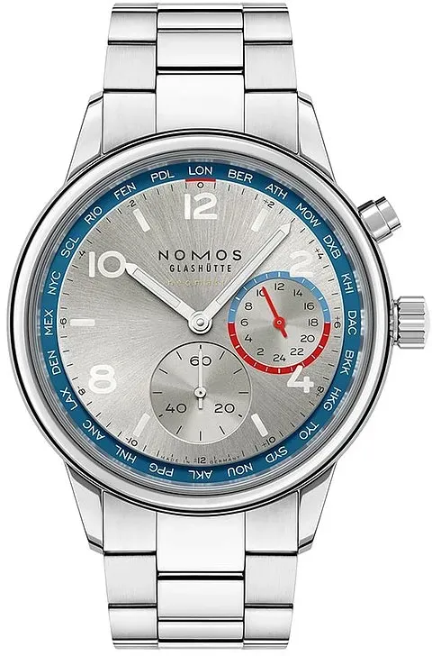 Nomos Glashütte Herrenuhr Club Sport neomatik Weltzeit silber 791 - silber