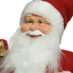 Weihnachtsmann Figur mit Geschenk 30cm rot