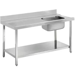 Linker einlass-tisch dome glatt mit 1 becken - 700x750x850 mm - 16D70CEM Eurast