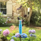 WONDER GARDEN Regenmesser für den Außenbereich, frostsicher, Regenmesser für den Außenbereich, beste Bewertung, Metall-Libellen, dekorativer Regenmesser, Gartenstecker für Hof, Garten, Rasendekoration
