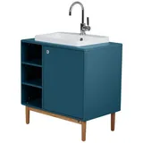 TOM TAILOR HOME Waschtisch COLOR BATH mit Waschbecken, Tür und Regal - in vielen schönen Farben, hochwertig lackiertes MDF mit gerundeten Kanten blau 80 cm x 62 cm x 50 cm