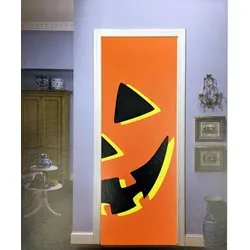 Halloween Dekoration - Tür-Cover Kürbismotiv (213x80cm)