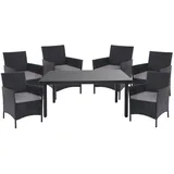 MCW Poly-Rattan-Garnitur Hamar, Gartenmöbel Balkon-Set Sitzgarnitur ~ anthrazit, Kissen anthrazit