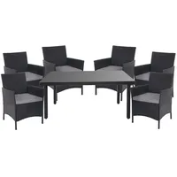 MCW Poly-Rattan-Garnitur Hamar, Gartenmöbel, Balkon-Set Sitzgarnitur ~ anthrazit, Kissen anthrazit