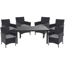 MCW Poly-Rattan-Garnitur Hamar, Gartenmöbel, Balkon-Set Sitzgarnitur ~ anthrazit, Kissen anthrazit