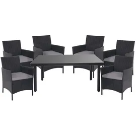 MCW Poly-Rattan-Garnitur Hamar, Gartenmöbel, Balkon-Set Sitzgarnitur ~ anthrazit, Kissen anthrazit